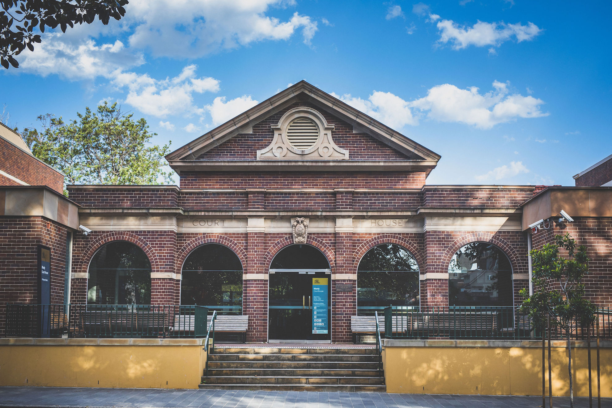 The heritage brick courthouse in Manly